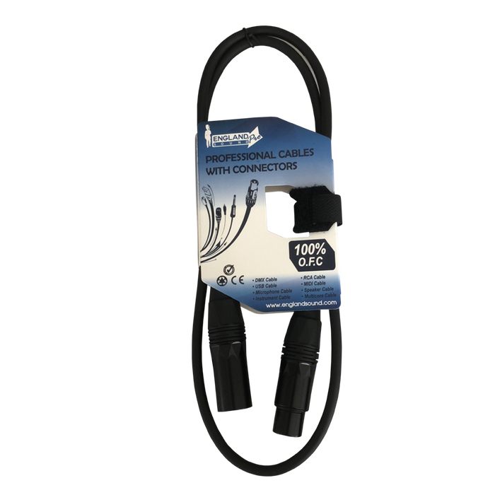 Cable DMX Plug XLR Hembra 3 pines a Plug XLR macho 3 pines , 1 m Long. de Cable, ENGLAND SOUND PRO ES-XLF1M