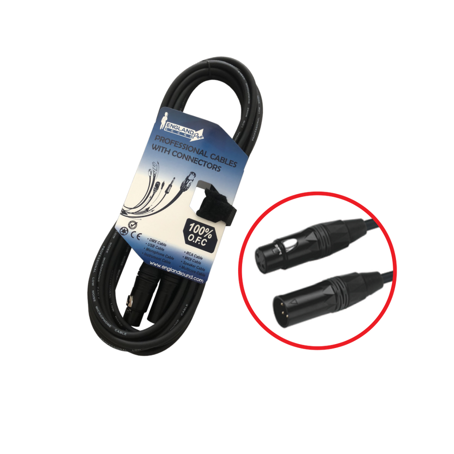 Cable DMX Plug XLR Hembra 3 pines a Plug XLR macho 3 pines , 10 m Long. de Cable, ENGLAND SOUND PRO ES-XLF10M