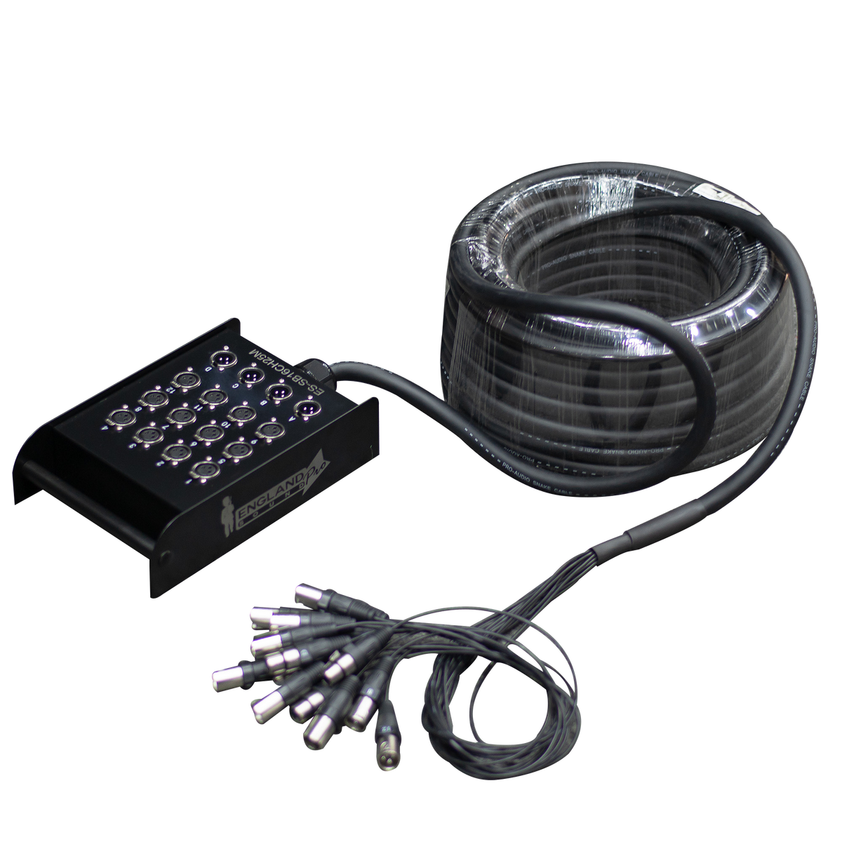 CABLE MEDUSA CON CAJA PARA ESCENARIO, 16 CANALES, (12 HEMBRAS XLR+ 4 MACHO XLR), 25 MTS