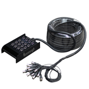 CABLE MEDUSA CON CAJA PARA ESCENARIO, 16 CANALES, (12 HEMBRAS XLR+ 4 MACHO XLR), 25 MTS