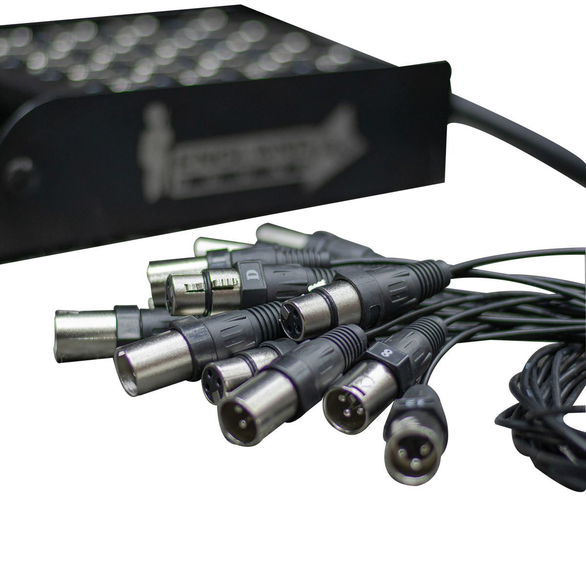 CABLE MEDUSA CON CAJA PARA ESCENARIO, 16 CANALES, (12 HEMBRAS XLR+ 4 MACHO XLR), 25 MTS