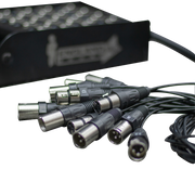 CABLE MEDUSA CON CAJA PARA ESCENARIO, 16 CANALES, (12 HEMBRAS XLR+ 4 MACHO XLR), 25 MTS