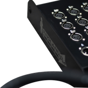CABLE MEDUSA CON CAJA PARA ESCENARIO, 16 CANALES, (12 HEMBRAS XLR+ 4 MACHO XLR), 25 MTS
