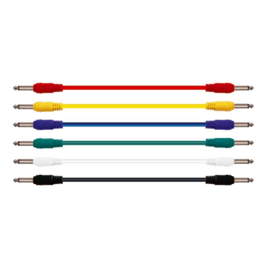 SET DE CABLE PARA PACHEO, 6.3MM A 6.3MM, 6 COLORES, 30 CM