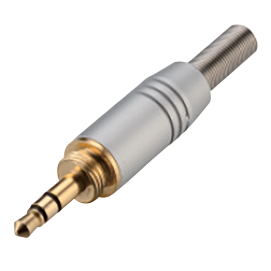 PLUG 3.5MM, CON RESORTE, ESTEREO, METALICO