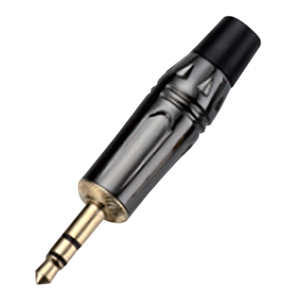 PLUG 3.5MM, CON RESORTE, ESTEREO, NEGRO, METALICO