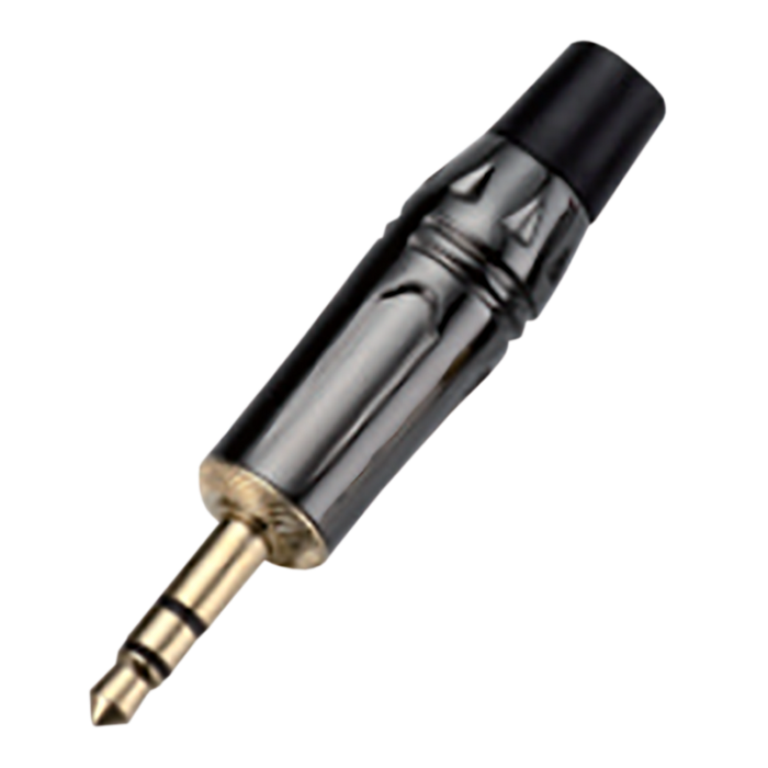 PLUG 3.5MM, CON RESORTE, ESTEREO, NEGRO, METALICO