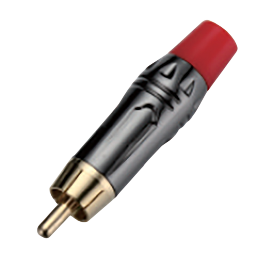 PLUG RCA, SIN RESORTE, ROJO, METALICO