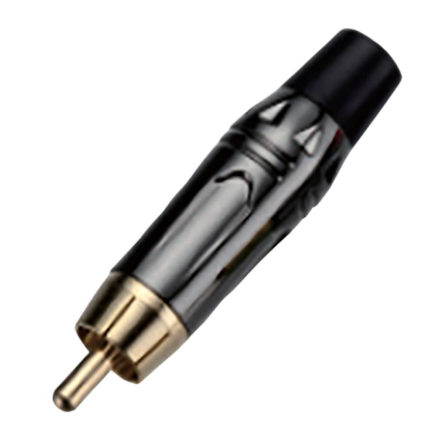 PLUG RCA, SIN RESORTE, NEGRO, METALICO