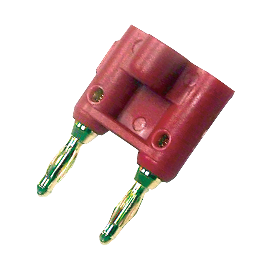 PLUG BANANA DORADO DOBLE, FINO, ROJO, PLASTICO