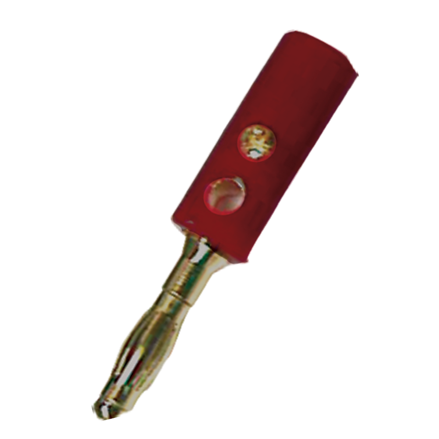 PLUG BANANA DORADO, ROJO, PLASTICO