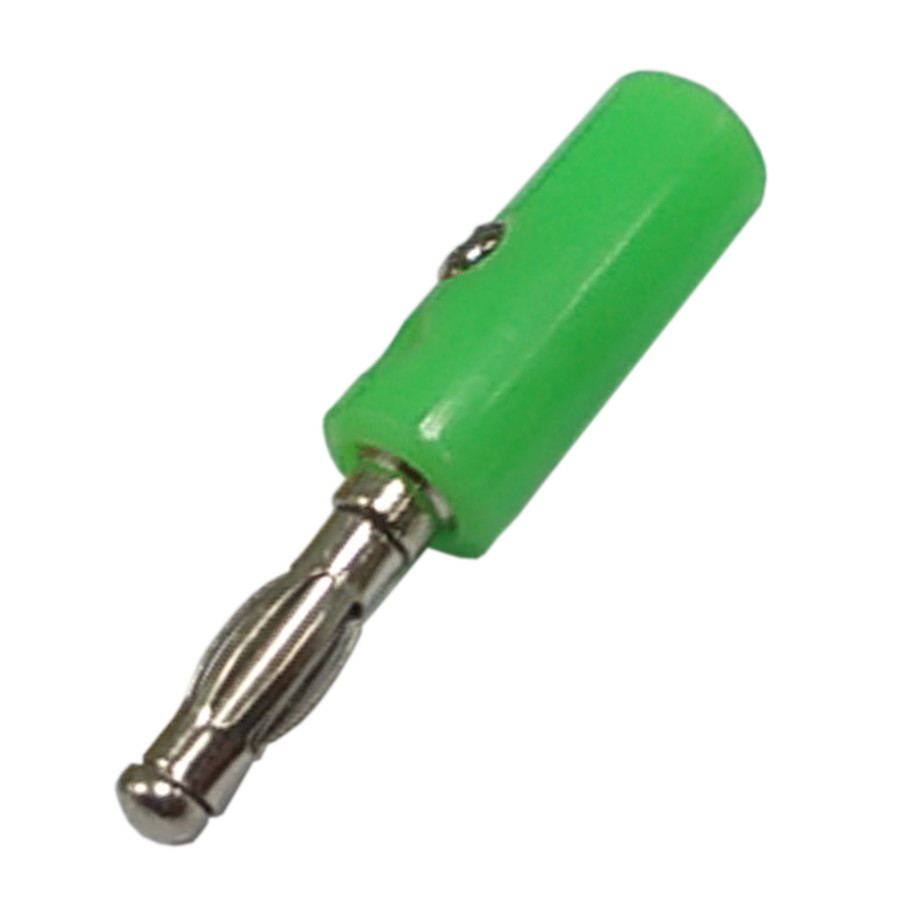 PLUG BANANA PLATEADO, VERDE, PLASTICO