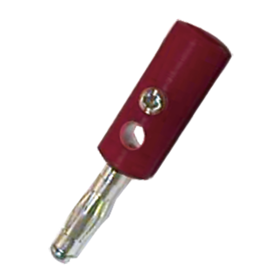 PLUG BANANA PLATEADO, ROJO, PLASTICO