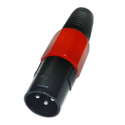 PLUG XLR, 3 PINES, PLASTICO ROJO