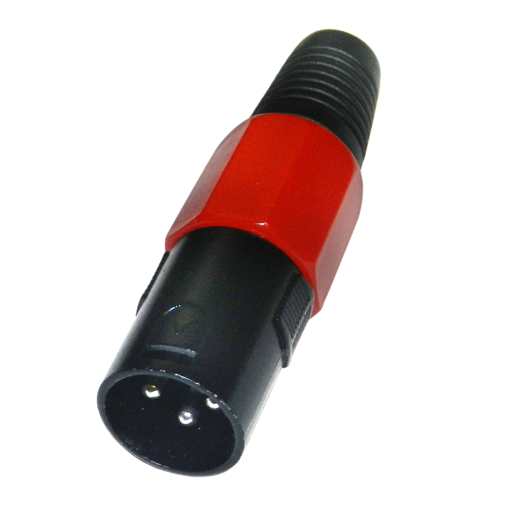 PLUG XLR, 3 PINES, PLASTICO ROJO