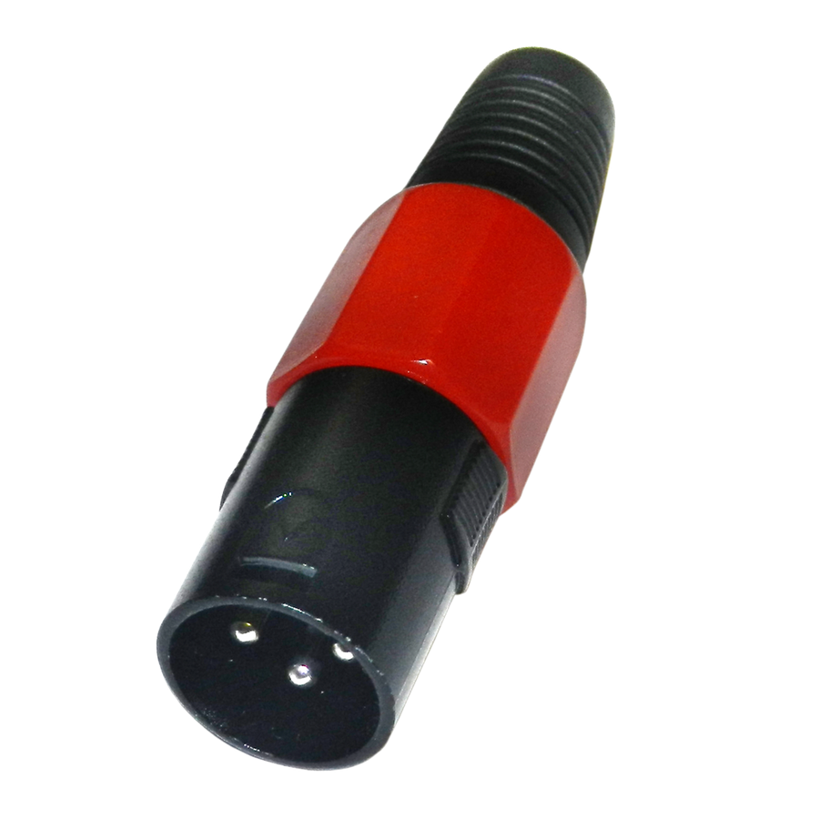 PLUG XLR, 3 PINES, PLASTICO ROJO
