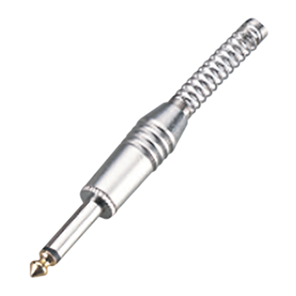 PLUG 6.3MM PLATEADO, MONO CON RESORTE, BAQUELITA, METALICO