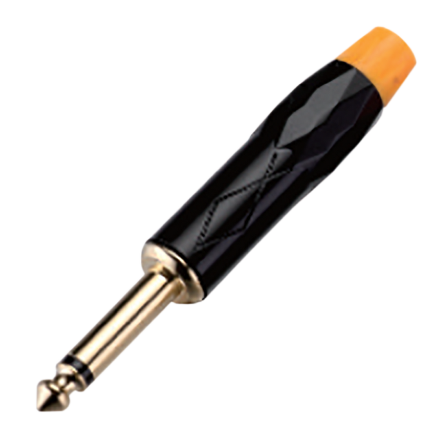 PLUG 6.3MM PLATEADO, MONO SIN RESORTE, BAQUELITA, MANGO PVC AMARILLO, METALICO