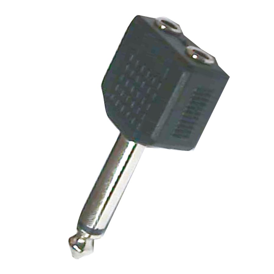 ADAPTADOR 2 JACK 3.5MM MONO A PLUG 6.3MM MONO, PLASTICO