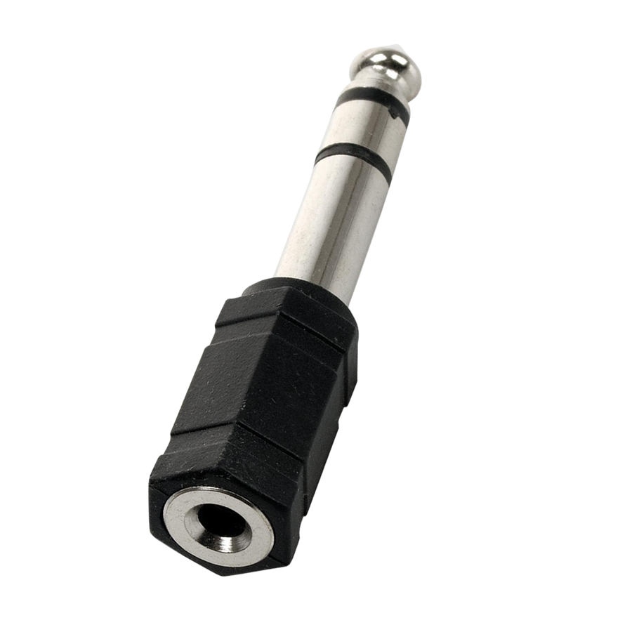 ADAPTADOR JACK 3.5MM A PLUG 6.3MM ESTEREO, DORADO, PLASTICO