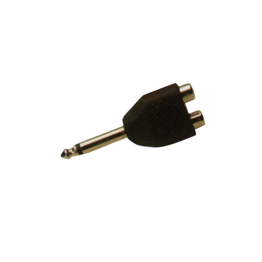 ADAPTADOR 2 JACK RCA A PLUG 6.3MM ESTEREO, PLASTICO