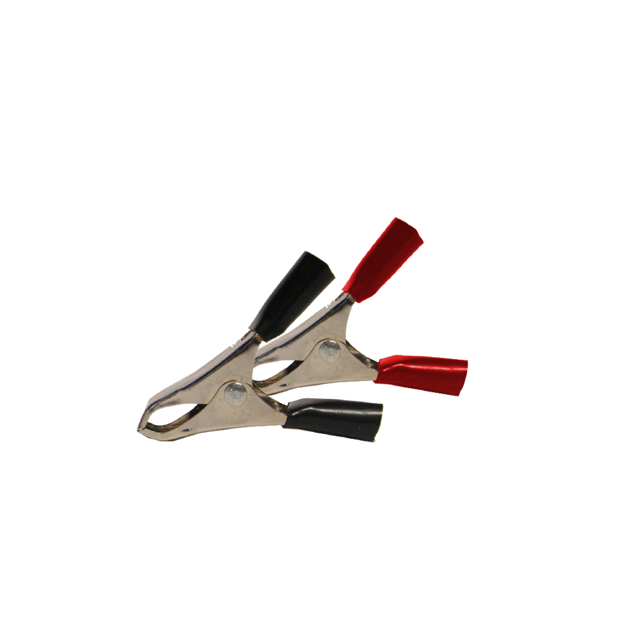 PAR DE LAGARTOS GRANDE CON AGARRADERAS PLASTICAS, ROJO/NEGRO, PARA BATERIA, 10A, 5.5CM