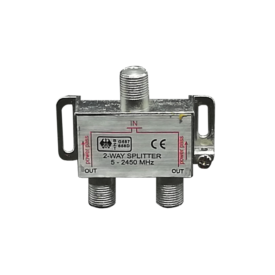 SPLITTER COAXIAL DE 2 SALIDAS, 1 ENTRADA, 5-2450 MHZ, CON PCB, BLISTER