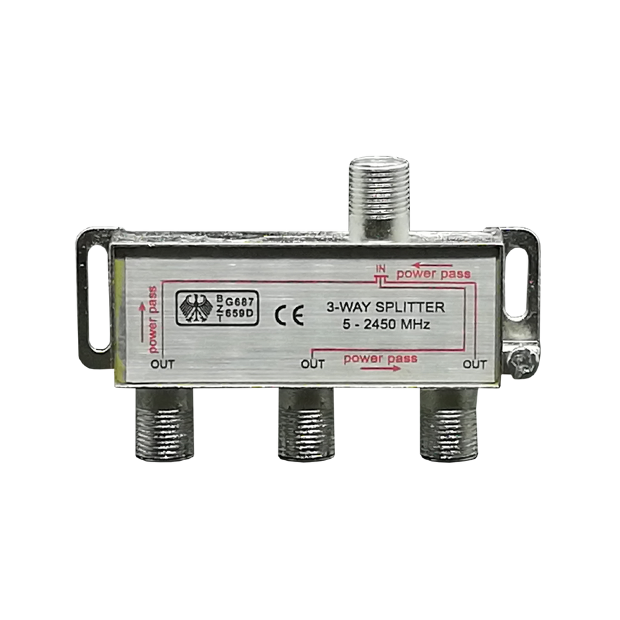 SPLITTER COAXIAL DE 3 SALIDAS, 1 ENTRADA, 5-2450MHZ, CON PCB, BLISTER