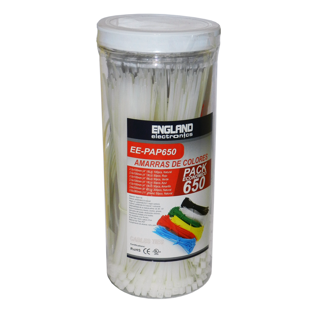 COMBO AMARRAS PLASTICAS, 650 PCS