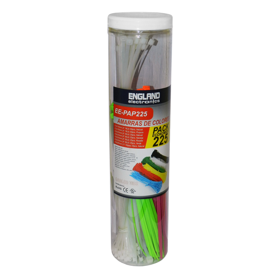 COMBO AMARRAS PLASTICAS, 225 PCS