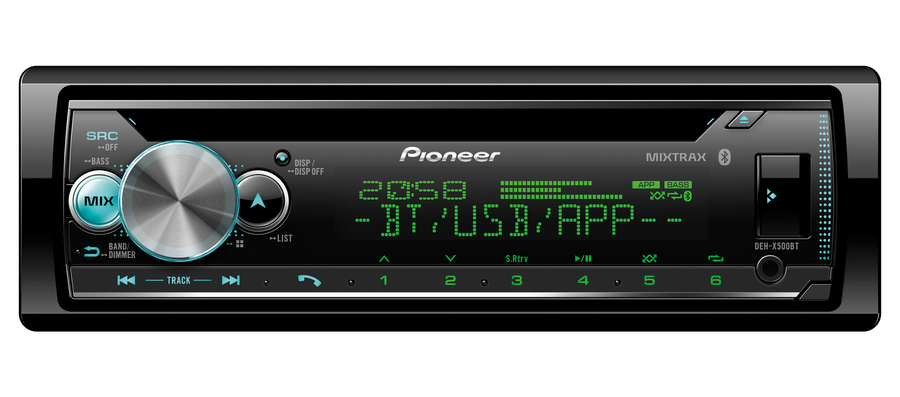 Radio para Carro 1DIN 22 x 4 W Potencia Máxima, MP3, Bluetooth, Ecualizador Gráfico, Puerto USB, PIONEER DEH-X500BT