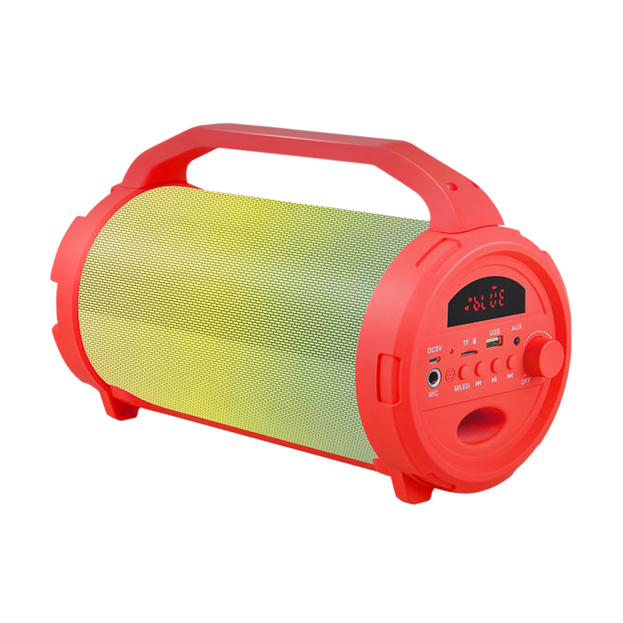 ALTAVOZ BLUETOOTH MINI TUBULAR CON LUZ LED, 10W, USB REPRODUCTOR, AUX, MICRO SD