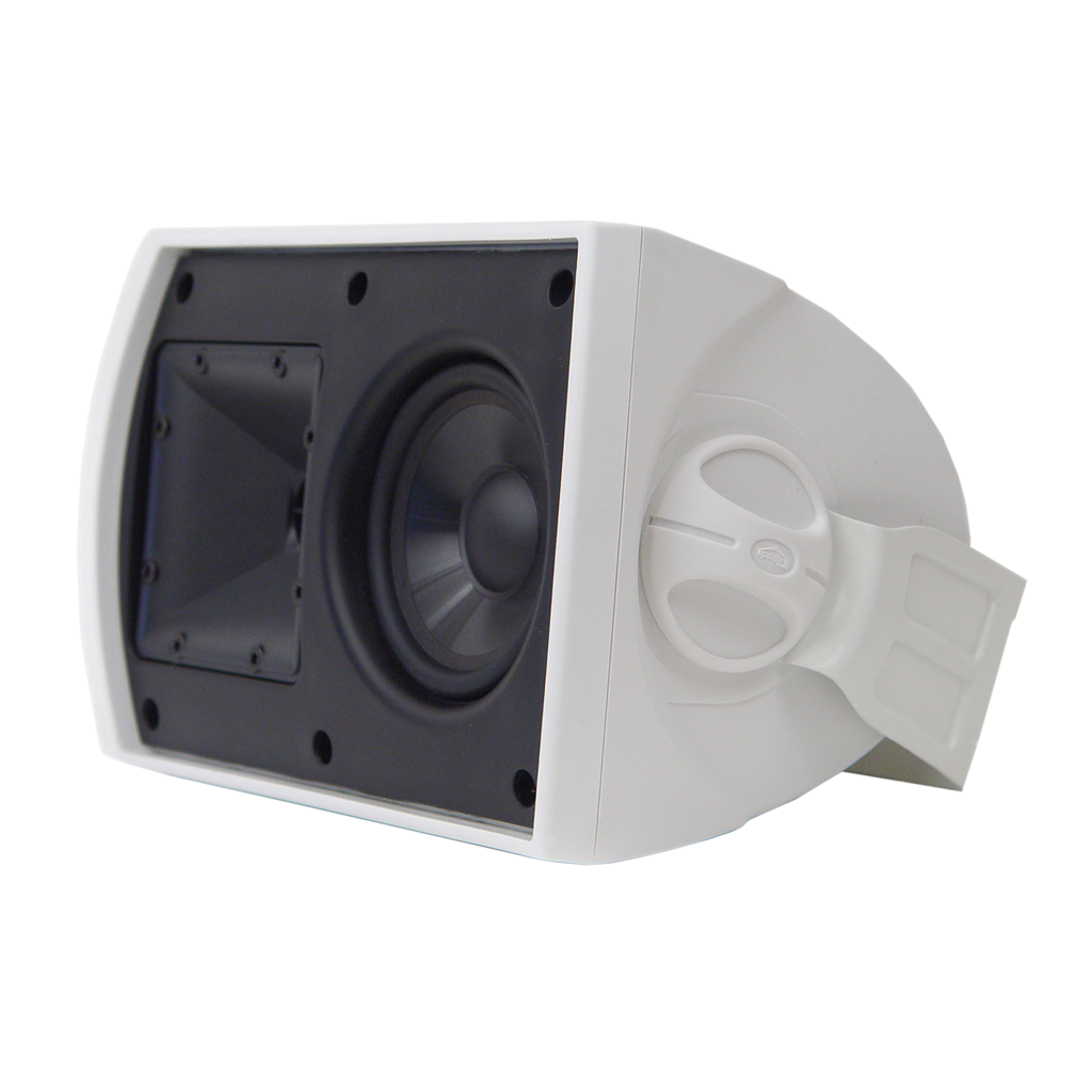 PAR DE PARLANTES BLANCOS DE PARED, PASIVOS, PARA EXTERIORES, 4 PULG., 200W, 91DB, 8OHM