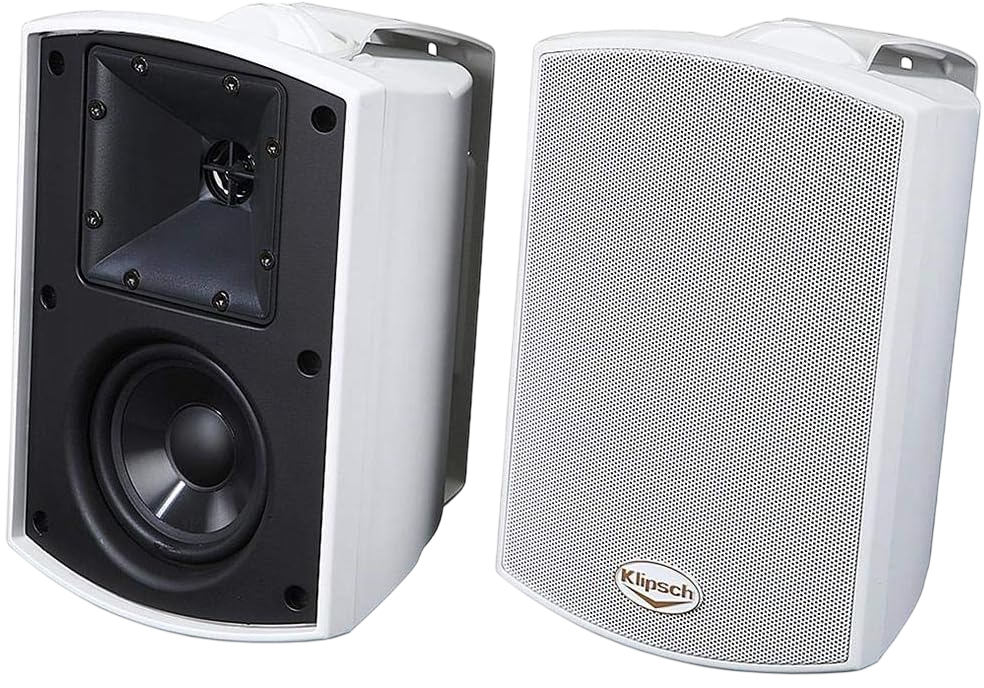PAR DE PARLANTES BLANCOS DE PARED, PASIVOS, PARA EXTERIORES, 4 PULG., 200W, 91DB, 8OHM
