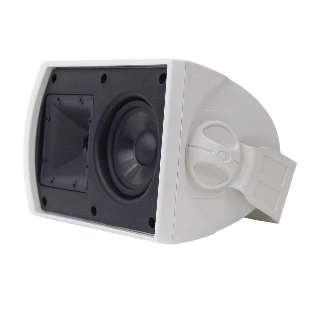PAR DE PARLANTES BLANCOS DE PARED, PASIVOS, PARA EXTERIORES, 4 PULG., 200W, 91DB, 8OHM