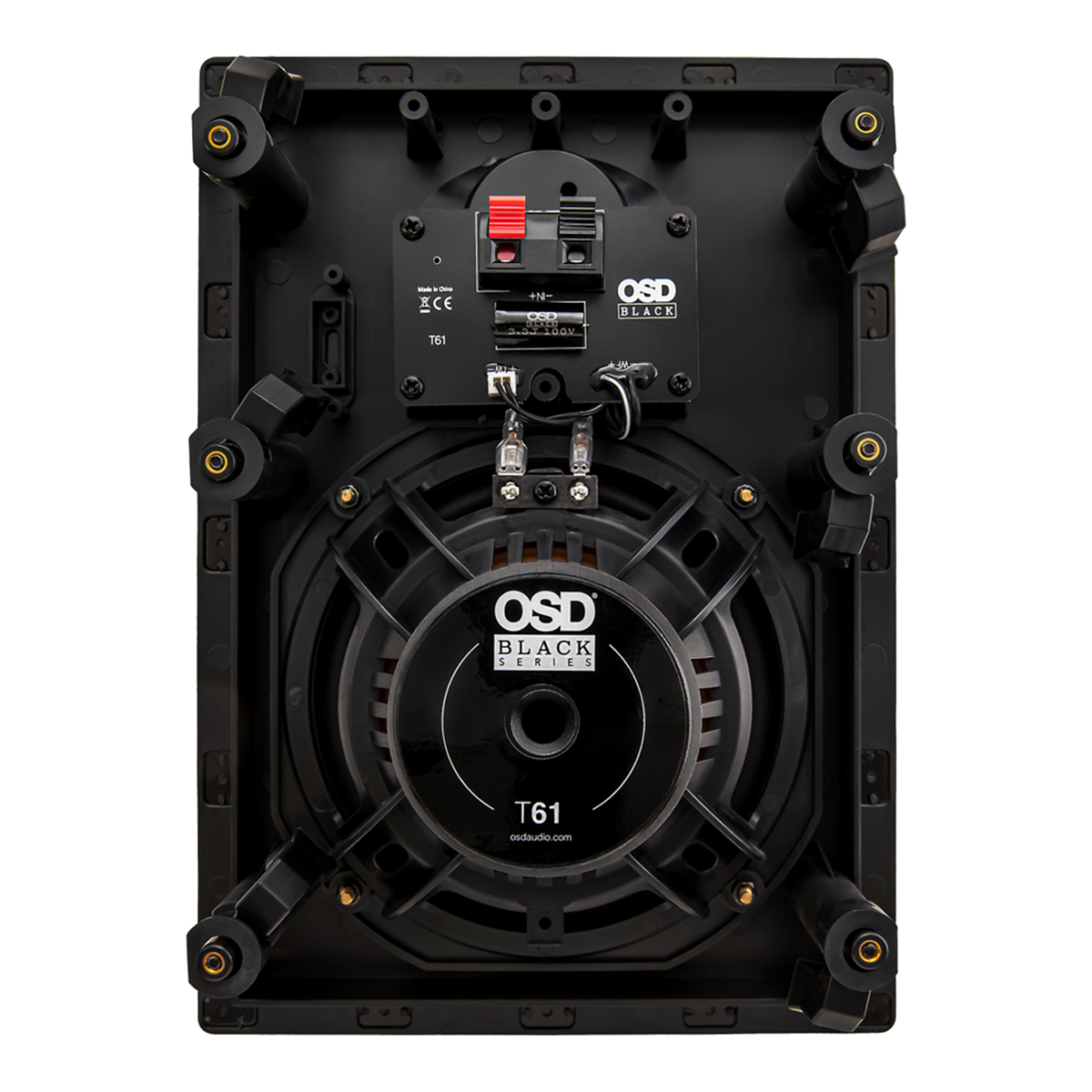 PAR DE PARLANTES DE PARED PARA INTERIORES SERIE BLACK, PASIVOS, FREC. 65HZ-20KHZ 6.5 PULG., 100W, 86DB, 8OHM