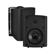 PAR DE PARLANTES NEGROS  PARA EXTERIORES, PASIVOS, IP54, 5.25 PULG. CON TRANSFORMADOR DE LINEA, 70V, 4-8-16-30W, 120W, 88DB, 8OHM