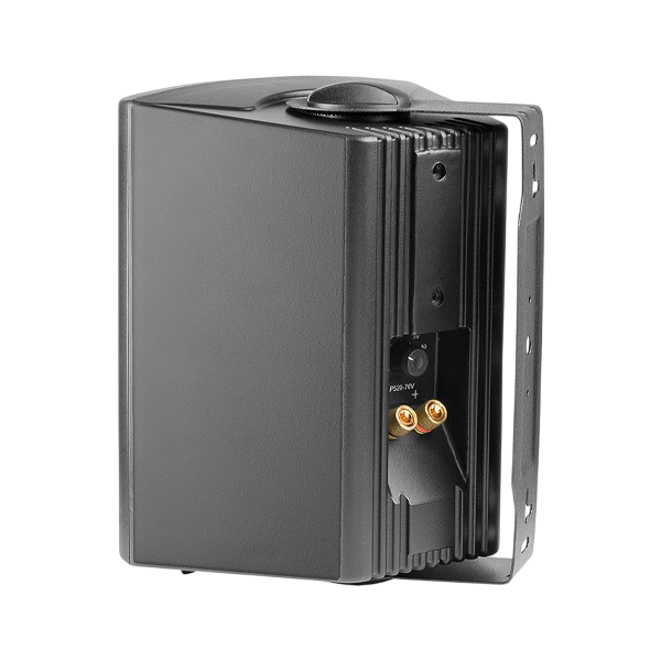 PAR DE PARLANTES NEGROS  PARA EXTERIORES, PASIVOS, IP54, 5.25 PULG. CON TRANSFORMADOR DE LINEA, 70V, 4-8-16-30W, 120W, 88DB, 8OHM