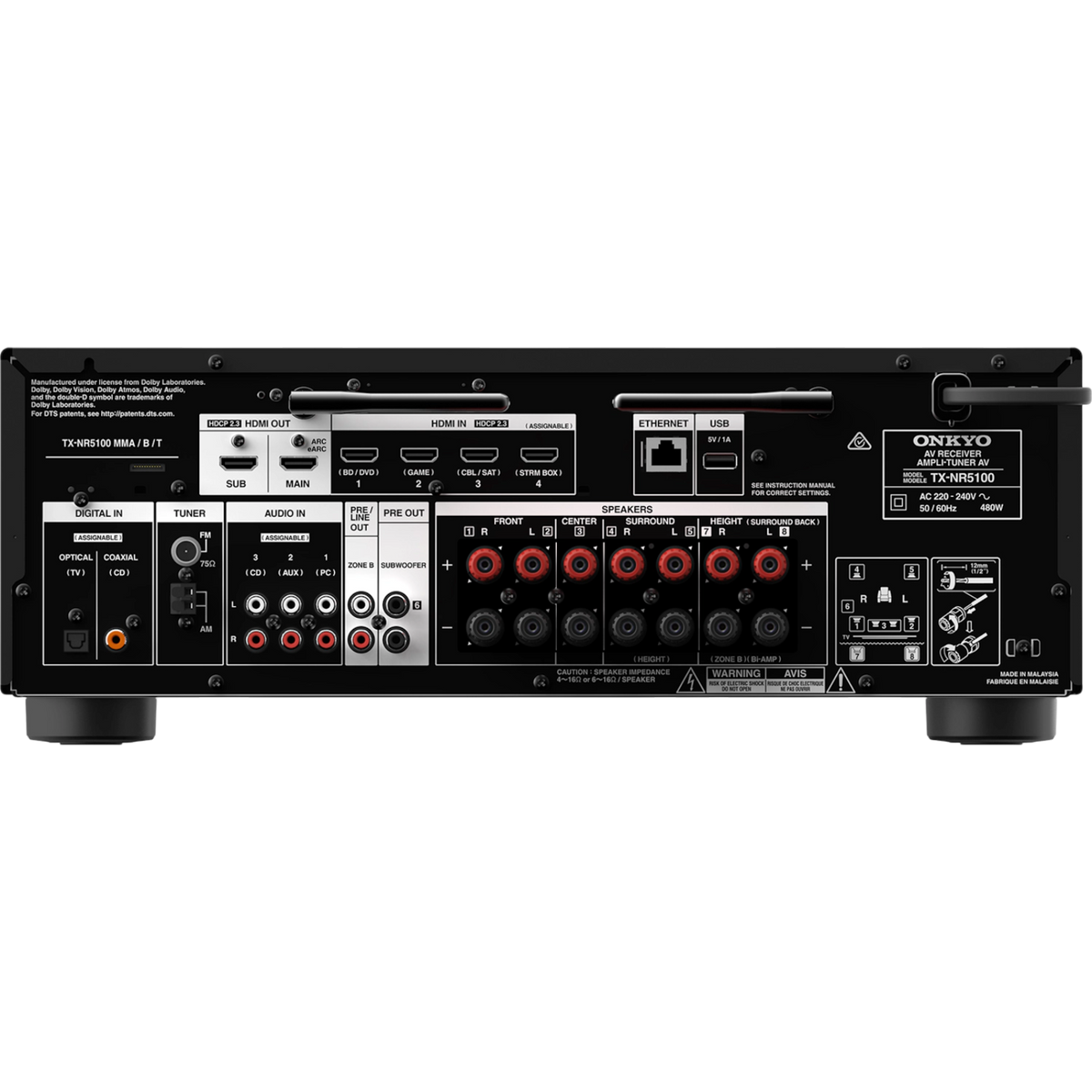 AMP HT 7.2 CH 8K, 7X165W, BT, WIFI, LAN, USB, HDMI, OPT, COAX, RCA, ONKYO MUSIC, ALEXA/GOOGLE.