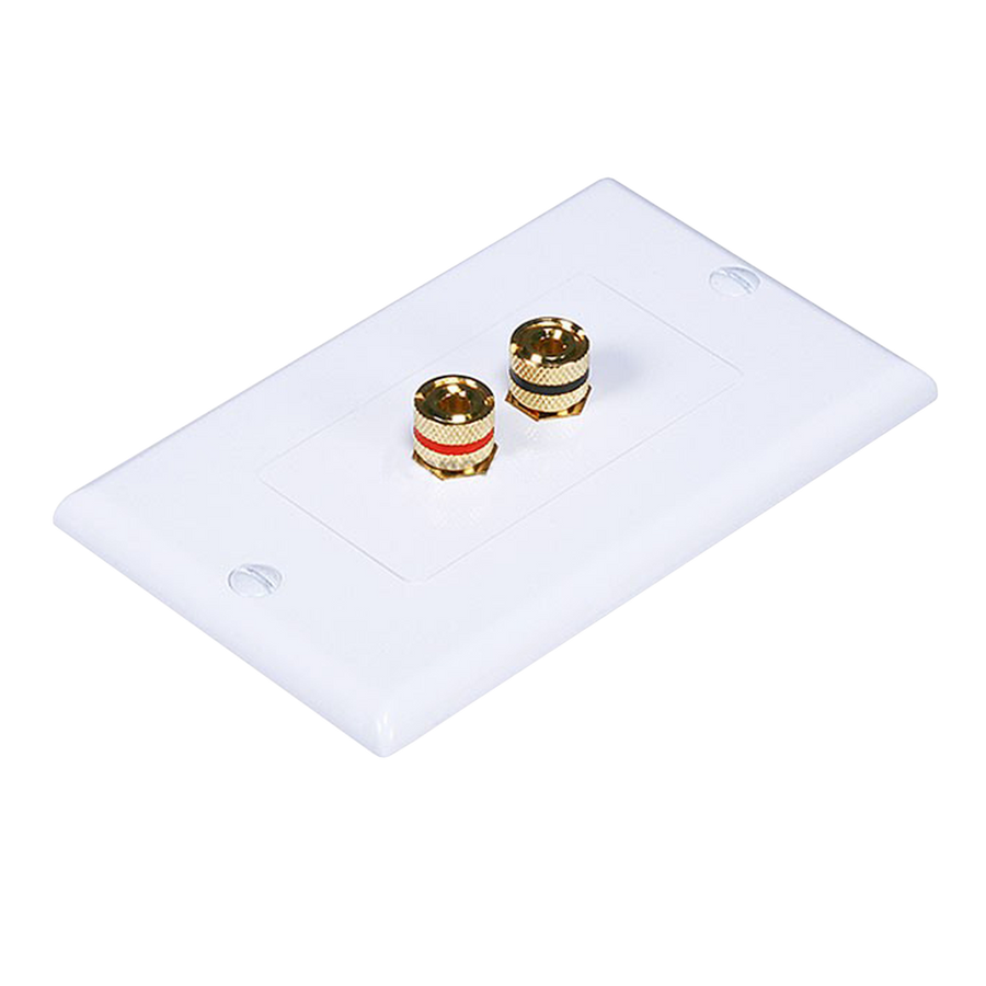 Placa para Pared Conector con terminales TIPO BANANA 2 Conexiones R/N ISO9001:2008 CE,ROSH,SGS Plástico Blanco S/M GS01-1001