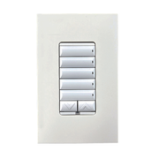 BOTONERA CONFIGURABLE DE 7 SERVICIOS CON INTERRUPTOR DIMERIZABLE INALAMBRICO ZIGBEE, COLOR BLANCO