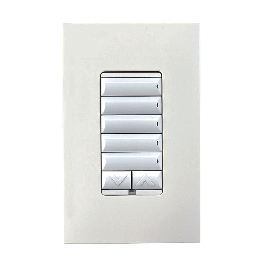 BOTONERA CONFIGURABLE DE 7 SERVICIOS CON INTERRUPTOR DIMERIZABLE INALAMBRICO ZIGBEE, COLOR BLANCO
