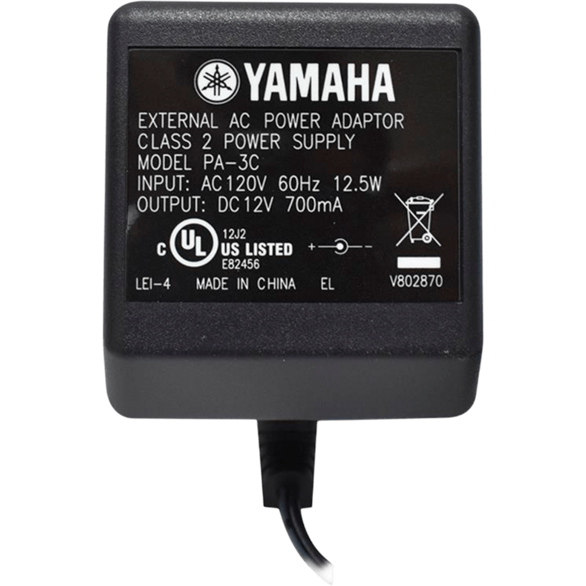 ADAPTADOR DE CORRIENTE FIJA, 12V, 1.5A, PARA TECLADOS: PSR F51. PSR-E263, PSR-E363