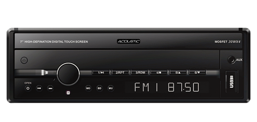 Radio para Carro 1DIN Pantalla 7.0" Pulg, 50 x 4 W Potencia Máxima, MP3, Bluetooth, Puerto USB, ACOUSTIC MPX-7100AV